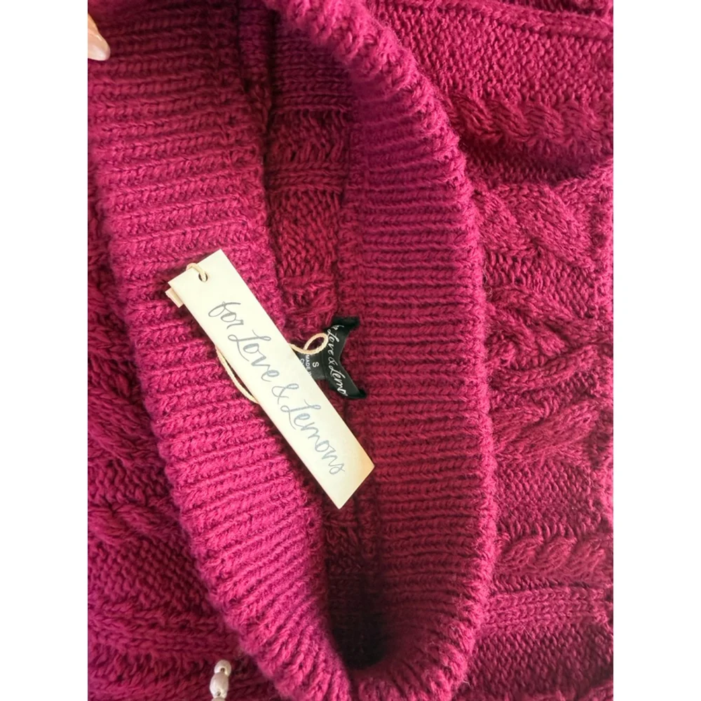 For Love & Lemons Magenta Cable Knit Layton Mini Skirt S - Picture 6 of 7
